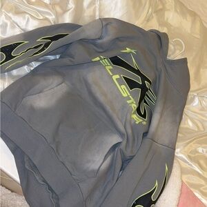 Gray Sweatshirt with Neon Yellow Graphics